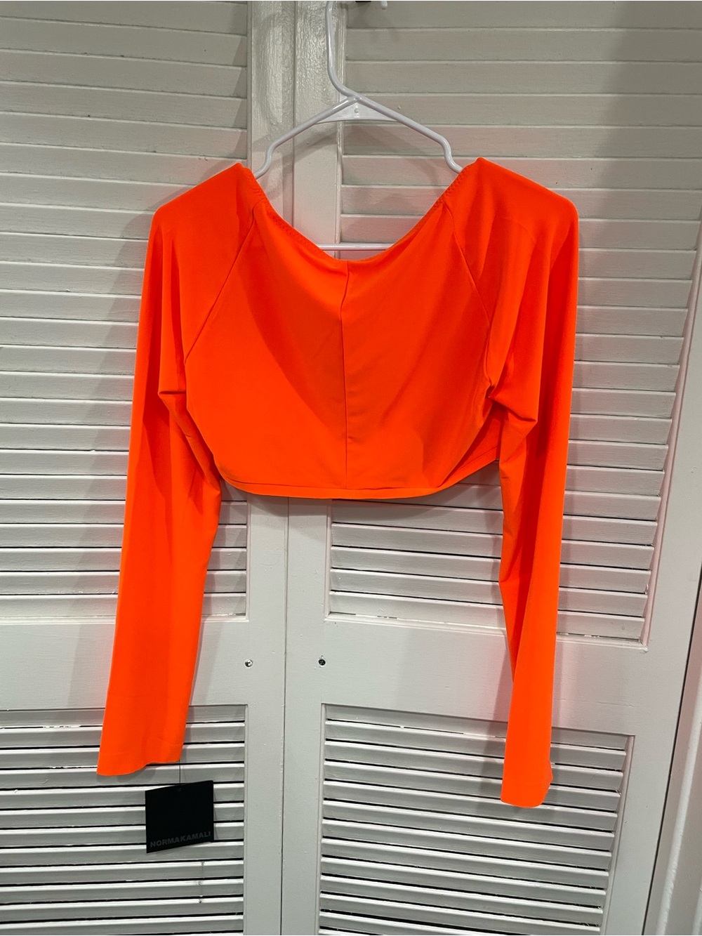 Norma Kamali Bright Orange crop top sz large - Picture 3 of 8